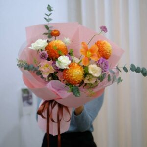 Bó hoa cúc mẫu đơn cammẫu B02 Hoa bó tặng
